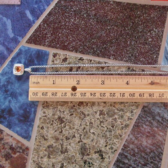 Retired David Yurman Albion Orange Citrine & Diamond Pendant w/Chain - 925 - Picture 6 of 10